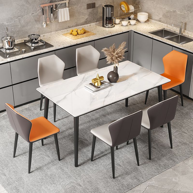 Modern Dining Table Set 1/4/5/7 Pcs Rectangle Dining Table Set with Wingback Chairs