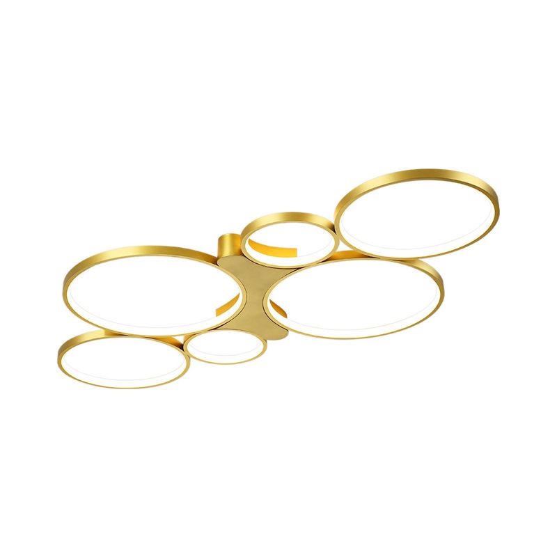 Ronde/vierkante woonkamerplafondlamp Metaal 6-lichts eigentijds inbouw in zwart/goud, warm/wit licht