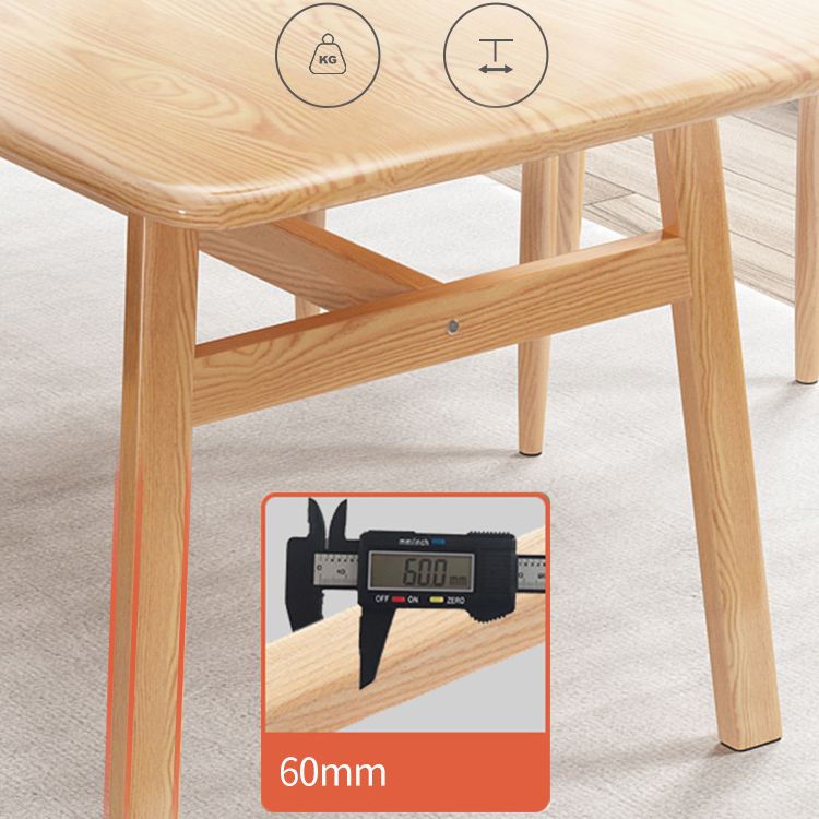 Contemporary Fixed Solid Wood Dining Room Table with 4 Solid Wood Legs Kitchen Dining Set