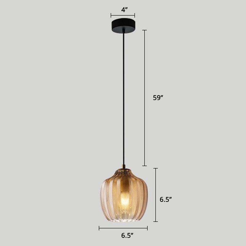 Wavy Glass Shaded Hanging Lamp Nordic Style Single Pendant Ceiling Light for Dining Room