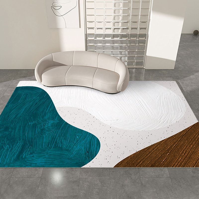 Contemporary Dark Brown Rug Polyester Rug Washable Rug for Living Room