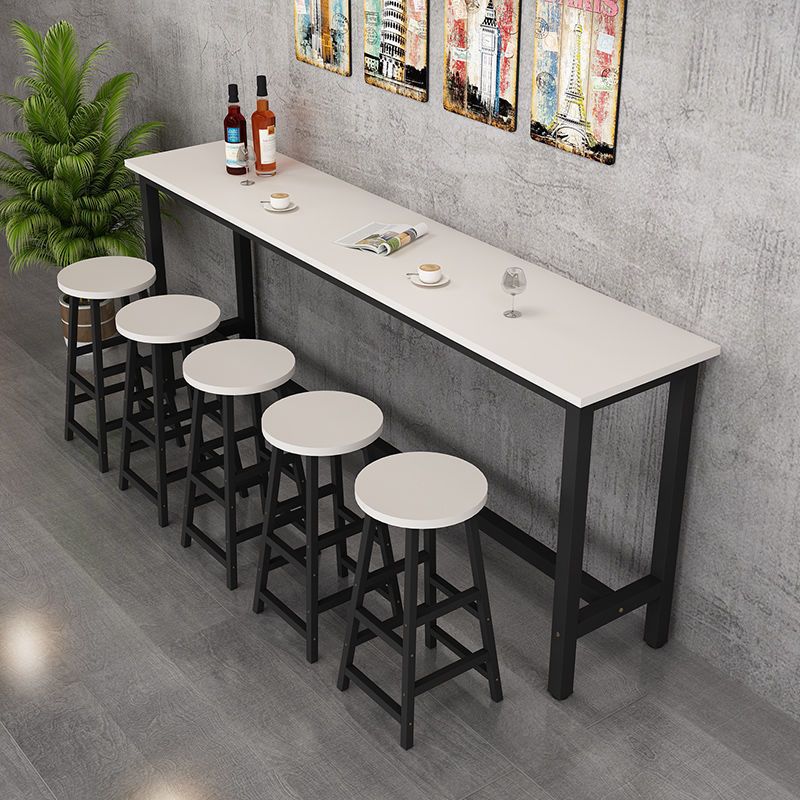 Contemporary Bar Table Rectangle Bar Dining Table with Trestle Base
