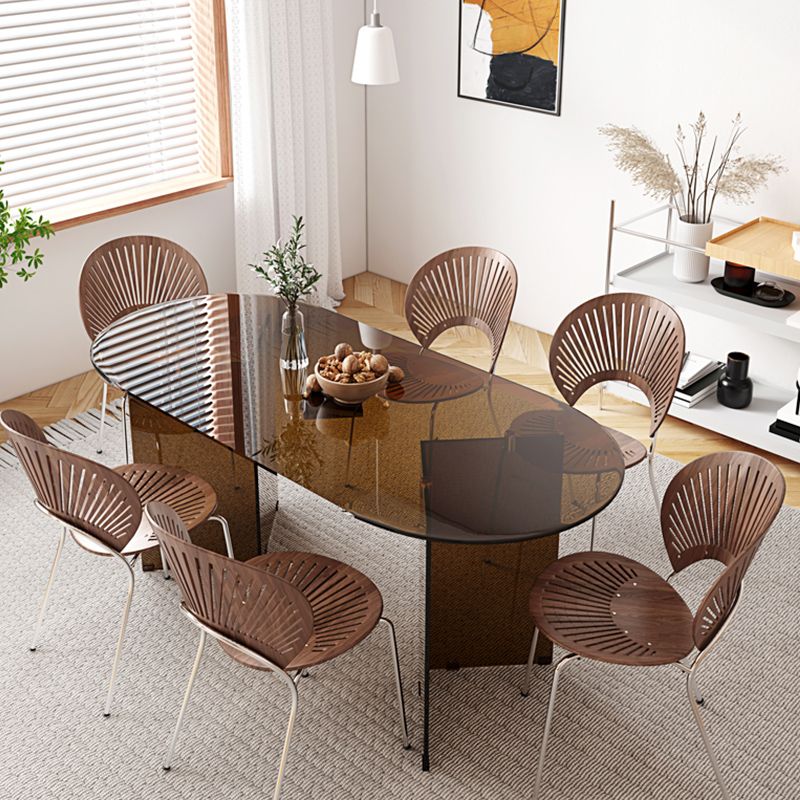 Oval Glass Dining Table Simplicity Double Pedestal Table for Dining Room