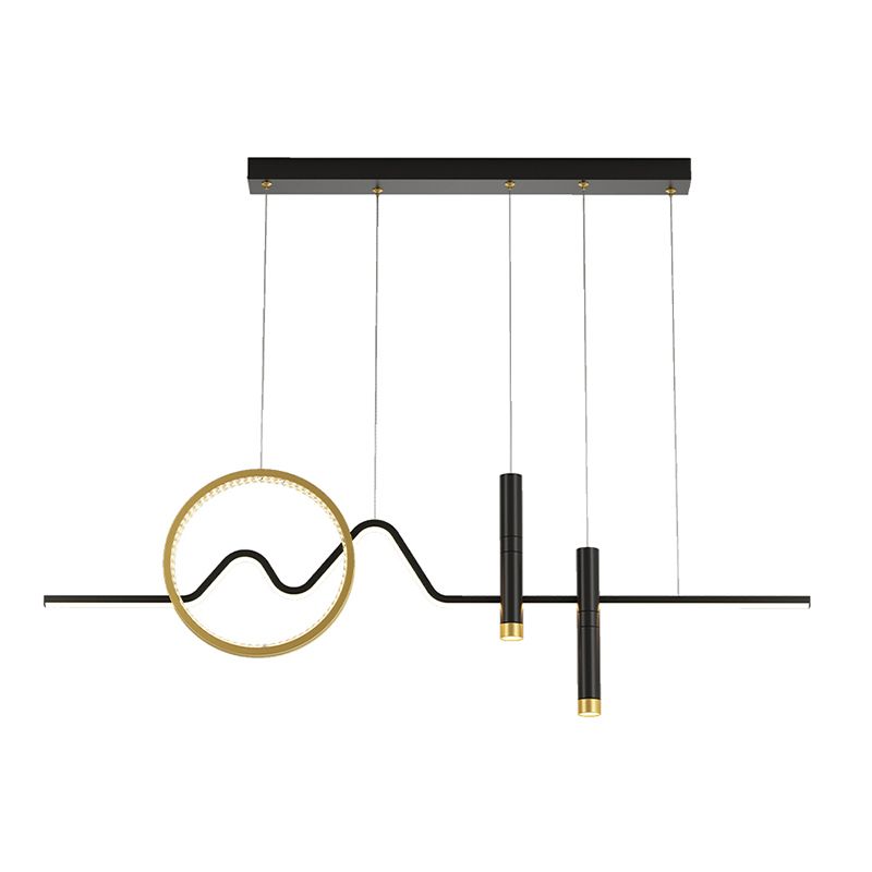 Metal Shaded Pendant Lighting Fixture Simplicity-Style LED Island Lighting Fixture in Black