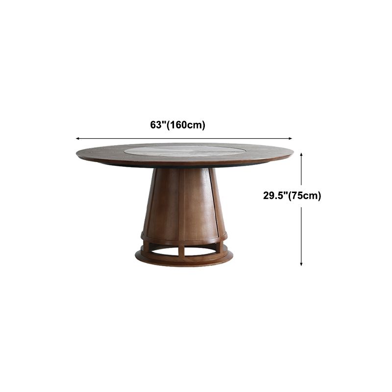Solid Wood Dining Table Contemporary Style Round Dining Site Table with Turntable