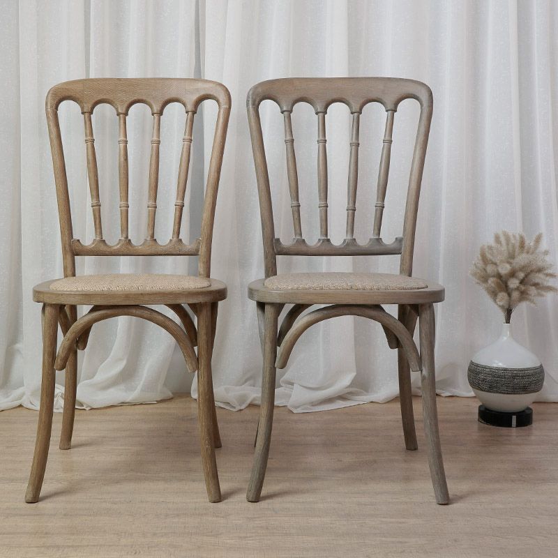 Chaise d'appoint en bois pour restaurant de ferme, chaise de salle à manger à dossier à lattes, ton vintage