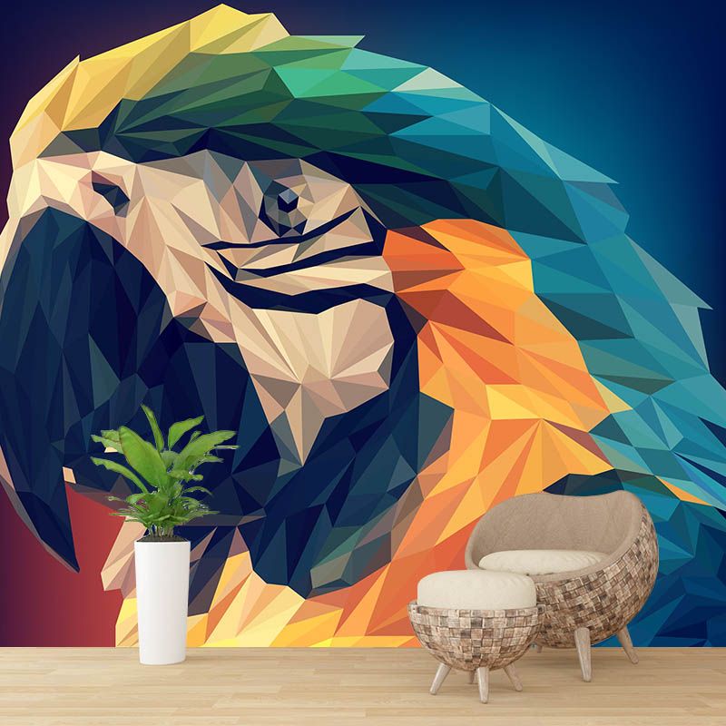 Animal Illustration Pattern Mildew Wall Mural Horizontalt for Living Room