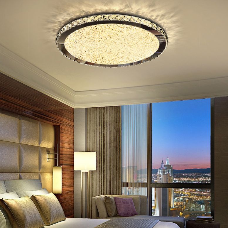 Modern Crystal Flush Mount Light Fixtures 1-Light LED Flush Mount for Bedroom