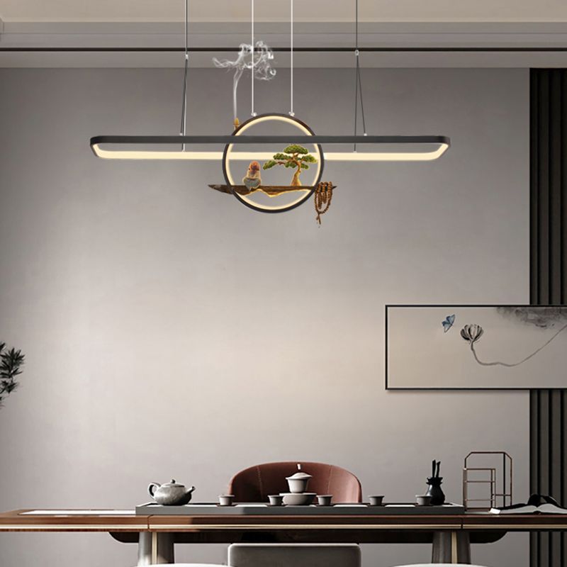 Aluminum Hanging Lights Rectangular Island Lighting Fixture for Dining Room