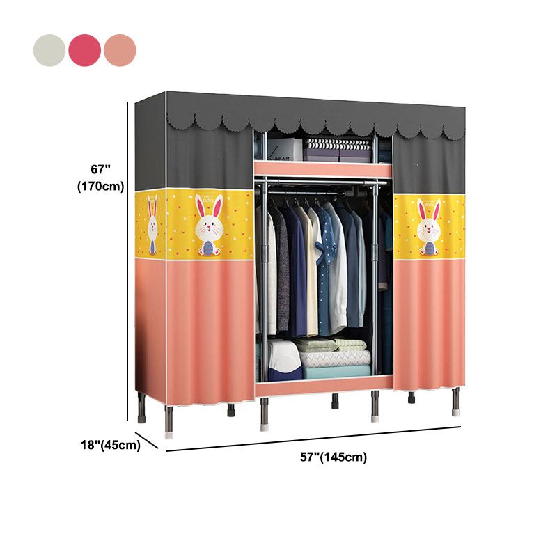 Contemporary Style Steel Wardrobe 2-Tier Metal Wardrobe Closet for Home