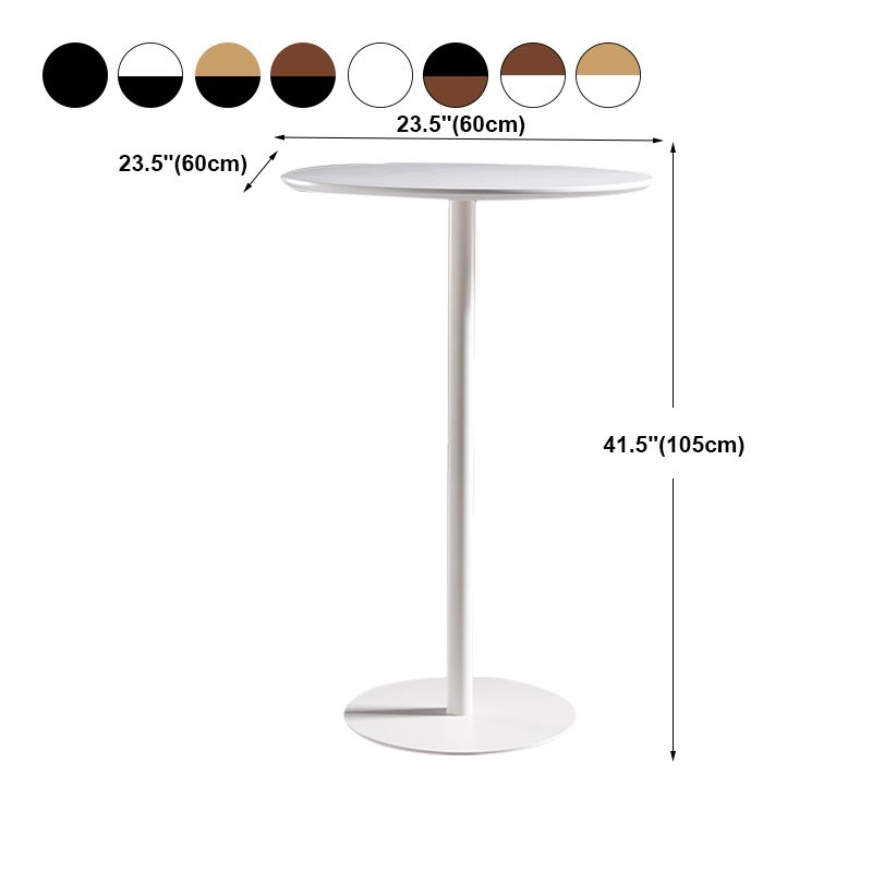Modern Round Bar Dining Table Indoor Wood Top Bar Height Table Metal Base 42-Inch Top