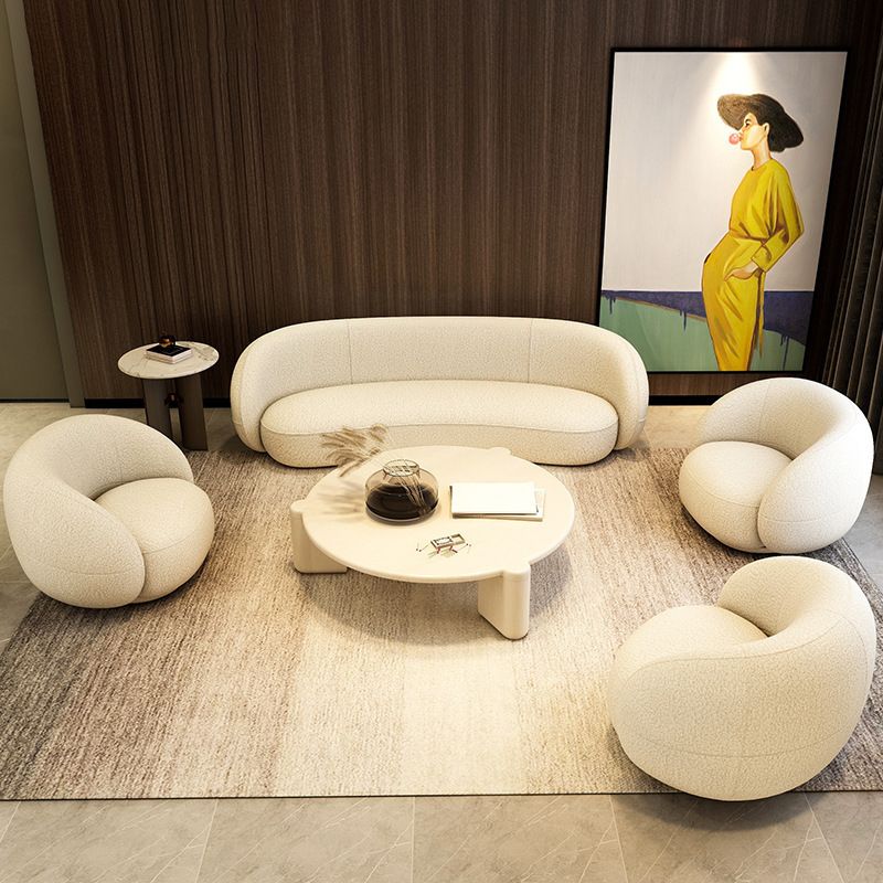 Contemporary Fabric Curved Settee Tight Back Tuxedo Arm Sofa