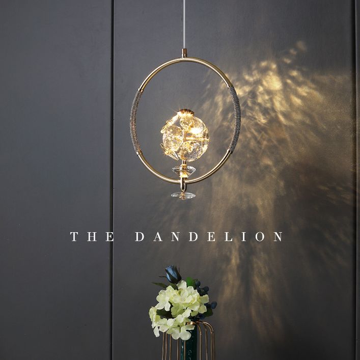 Messing afwerking lus hanglampverlichting minimalistisch metalen led plafond suspensielamp met kristal kraal