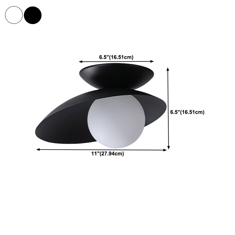 Single Black Flush Mount Lighting Unique Metal LED Ceiling Light