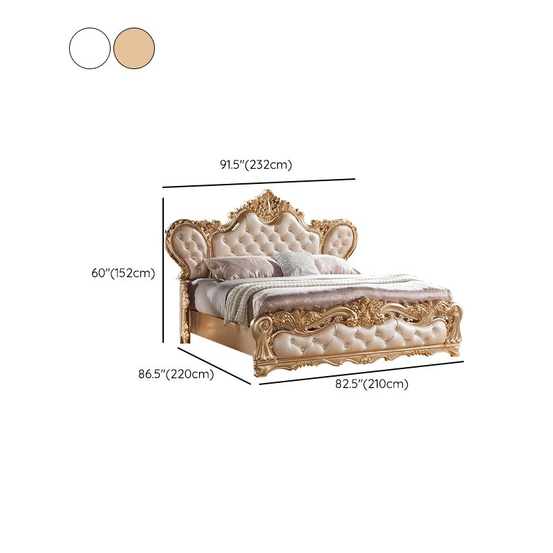 Victorian Standard Bed Upholstered Headboard Tufted Panel Bed