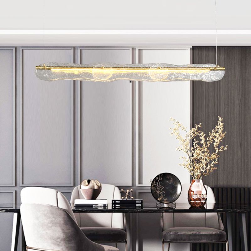 1-leichte Inselbeleuchtung minimaler Stil Linearer Formglasanhänger Beleuchtung