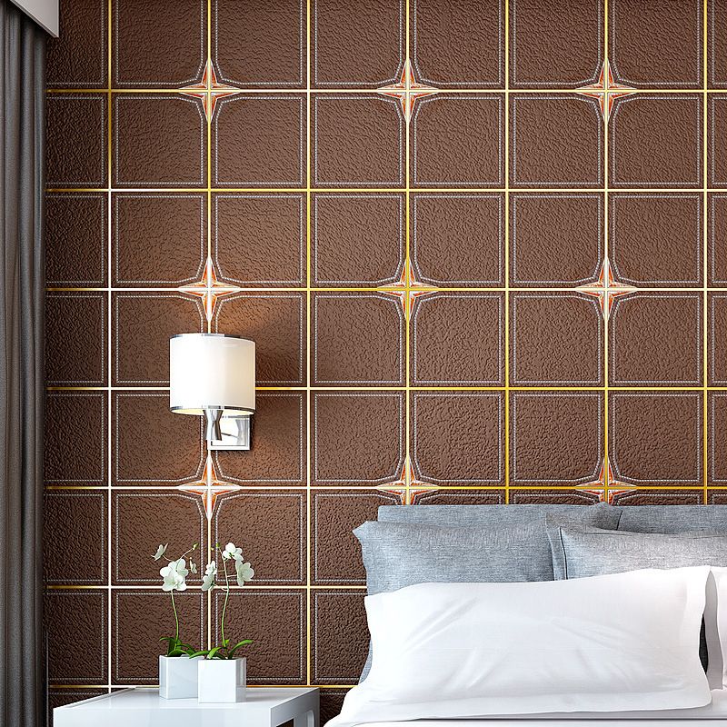 Wallpaper Faux Check Tile Pastel Color Contemporary Flock Wall Decor for Dining Room