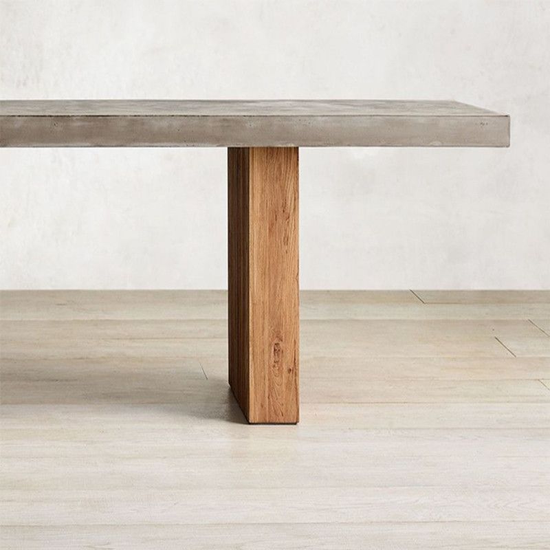 Modern Rectangle Dining table Solid Wood Double Pedestal Table in Grey