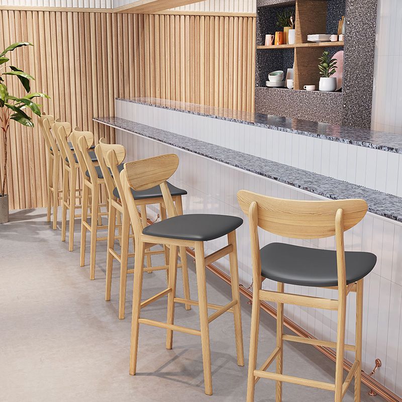 Industrial Wooden Counter Height Stools Armless Bar Stool with Cushion