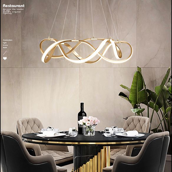 Postmodern Minimalist Twisting Chandelier Lamp Acrylic Hanging Pendant Lights for Restaurant