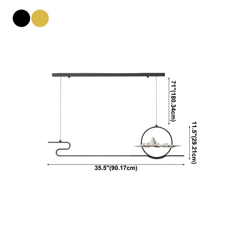 Contemporary Linear Pendant Lighting Fixtures Metal 2 Light Island Light Fixtures