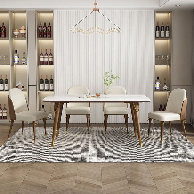 Contemporary Parsons Dining Chairs Faux Leather Armless Dining Chairs for Home