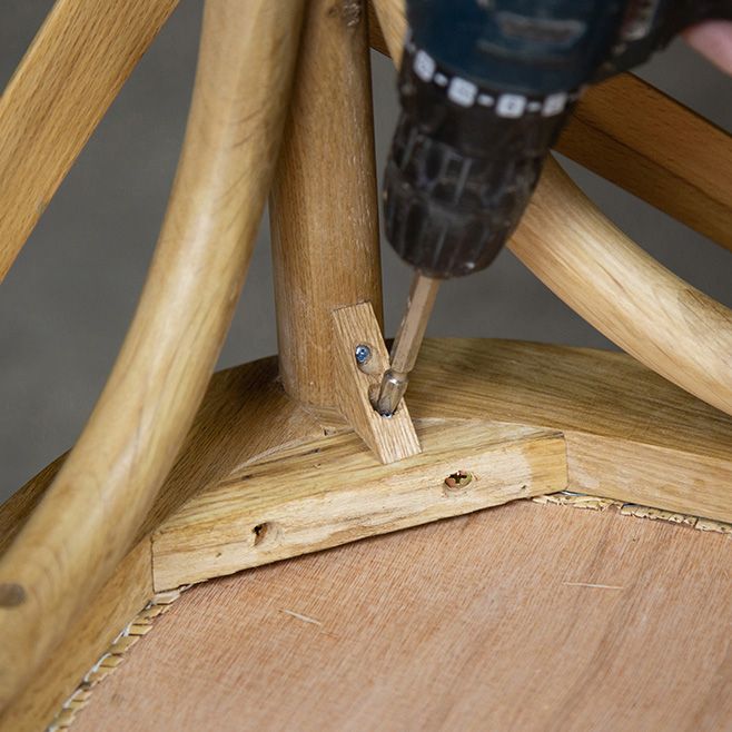 Chaises de salle à manger sans bras en hêtre à dossier croisé en bois courbé de style campagnard