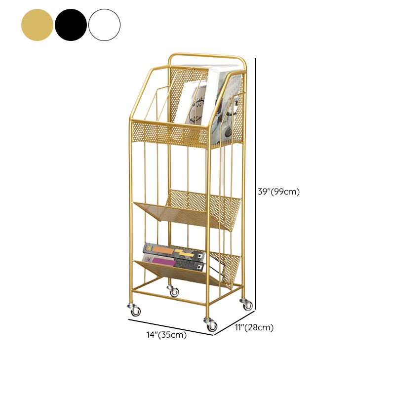 Contemporary Metal Bookcase Standard 3 Shelves Open Back Bookshelf