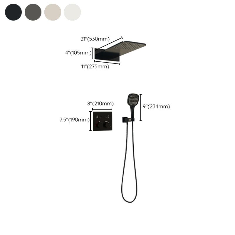 Modern Shower Trim Brass Wall Mounted Temperature Control Shower Combo