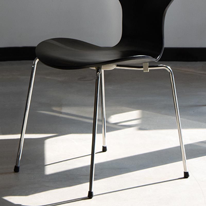 Silver Metal Legs Dining Side Chair Contemporary Wood Armless Dining Chairs