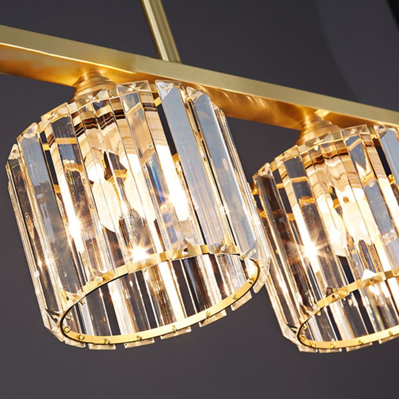 Modern Style Linear Shape Island Lights Crystal 3/5/6 Lights Pendant Light in Gold