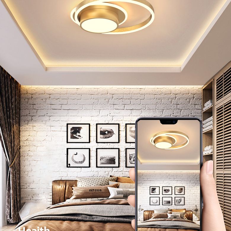 Ronde eenvoud ontwerp aluminium LED plafondlamp moderne stijl slaapkamerverlichting in goud