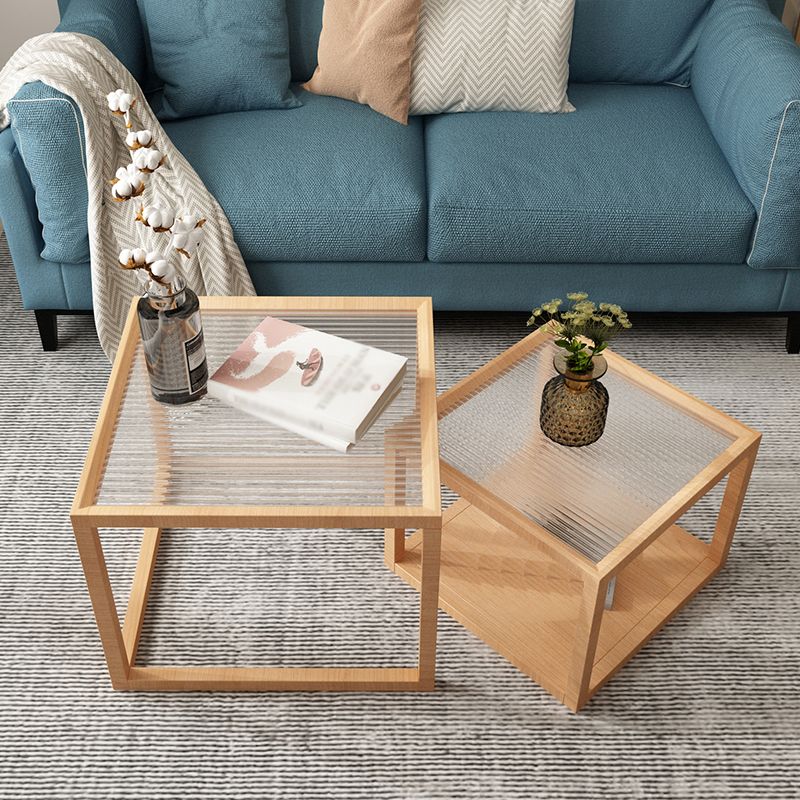 Scandinavian Solid Wood Square Coffee Cocktail Table in Natural