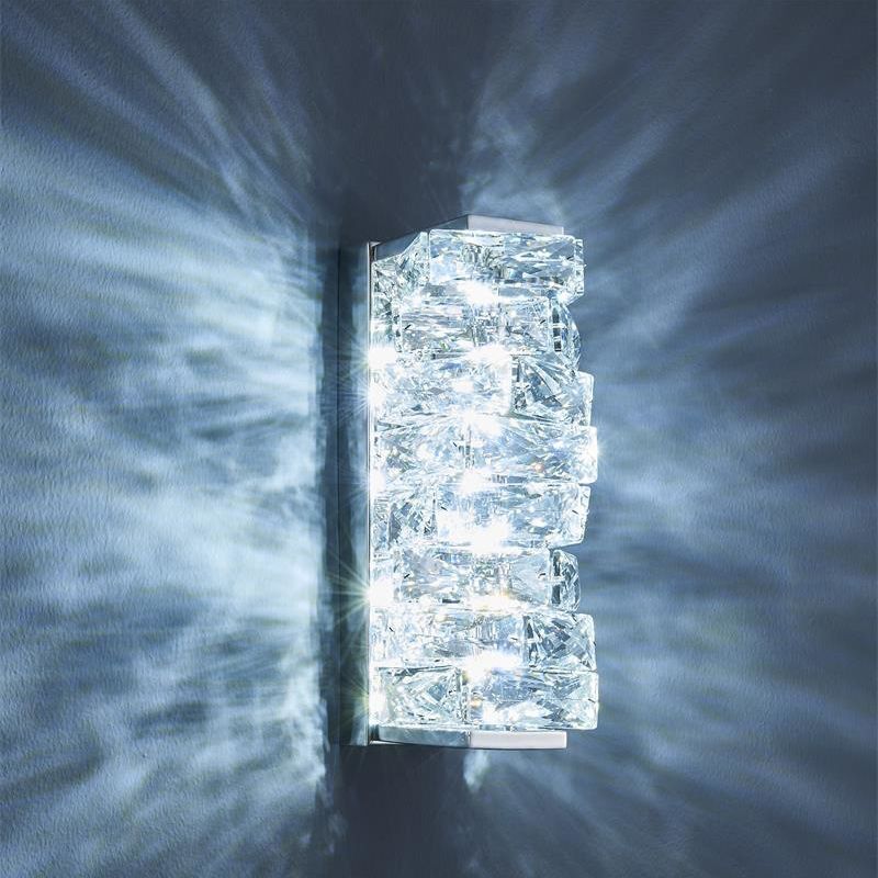 Moderner Stil Geometrischer Wandleuchten Schonconces Kristallblock 1-Licht-Leuchte in Chrom und Gold