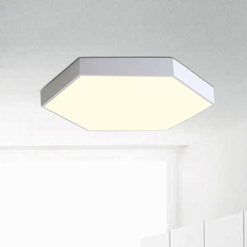 Modern Led Flush Mount with Metal Shade Gray/Yellow/Blue Hexagon Flush Mount Fixture in White/Warm Light, 16"/19.5"/23.5" Wide