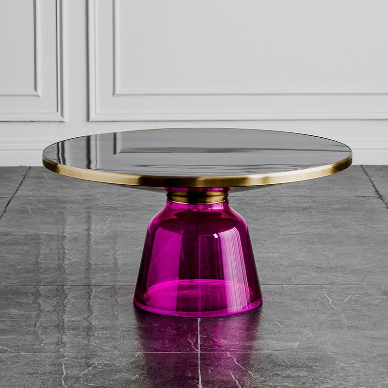 Pedestal Cone Coffee Table Modern Round Glass Top Cocktail Table