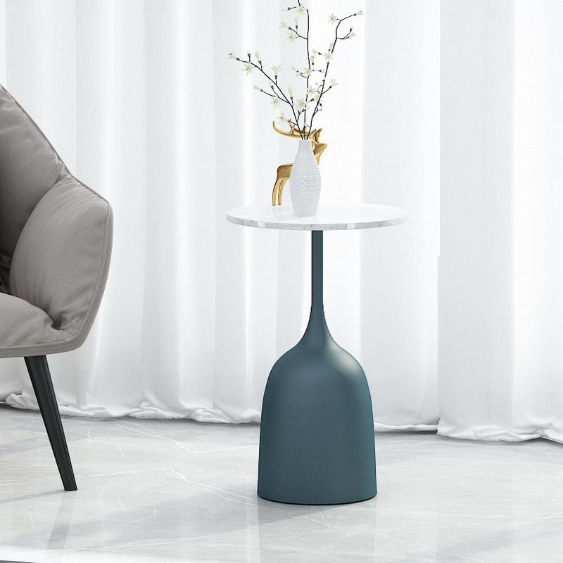 Modern Metallic Pedestal End Table 23.6" Tall Round Side Table