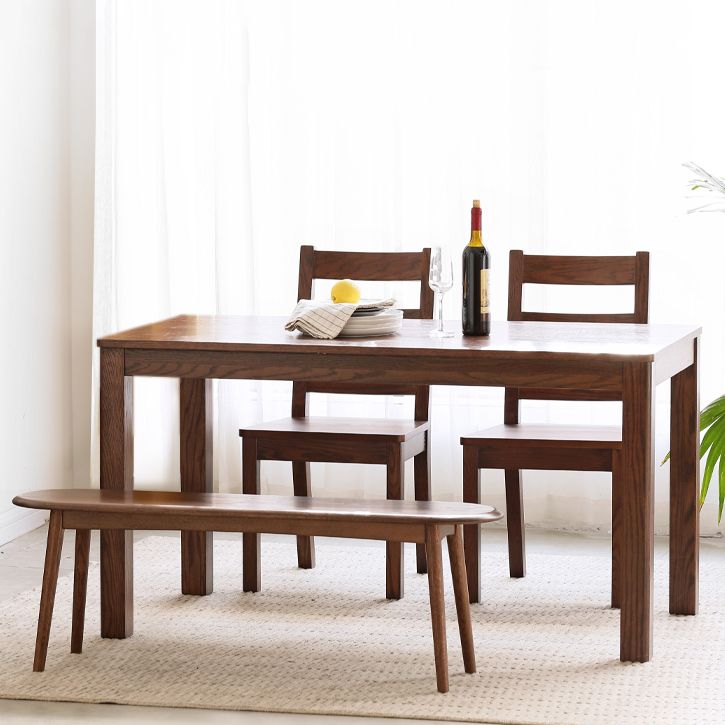 Contemporary Rectangle Dining Table Oak Solid Wood Table with 4 Legs for Kitchen Dinner Dining Room