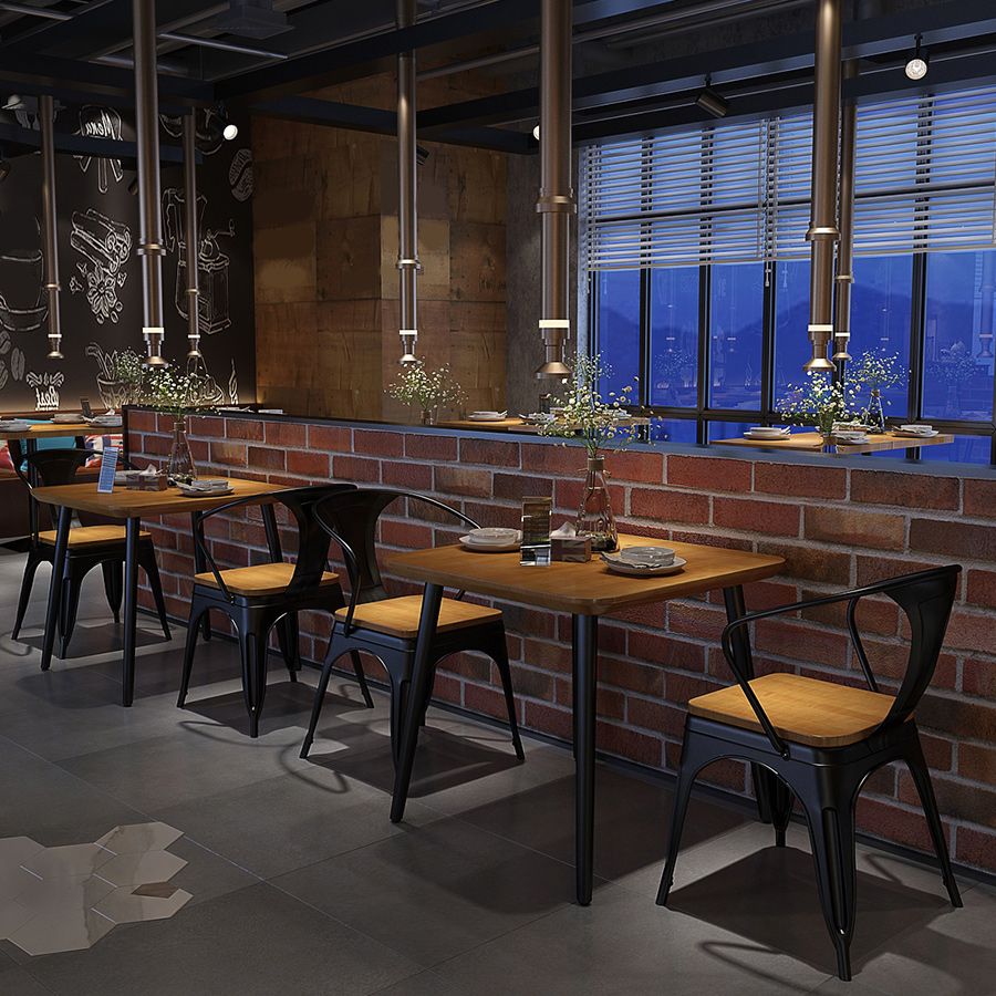 Solid Wood Dining Table for Restaurant Industrial Table with 4 Legs