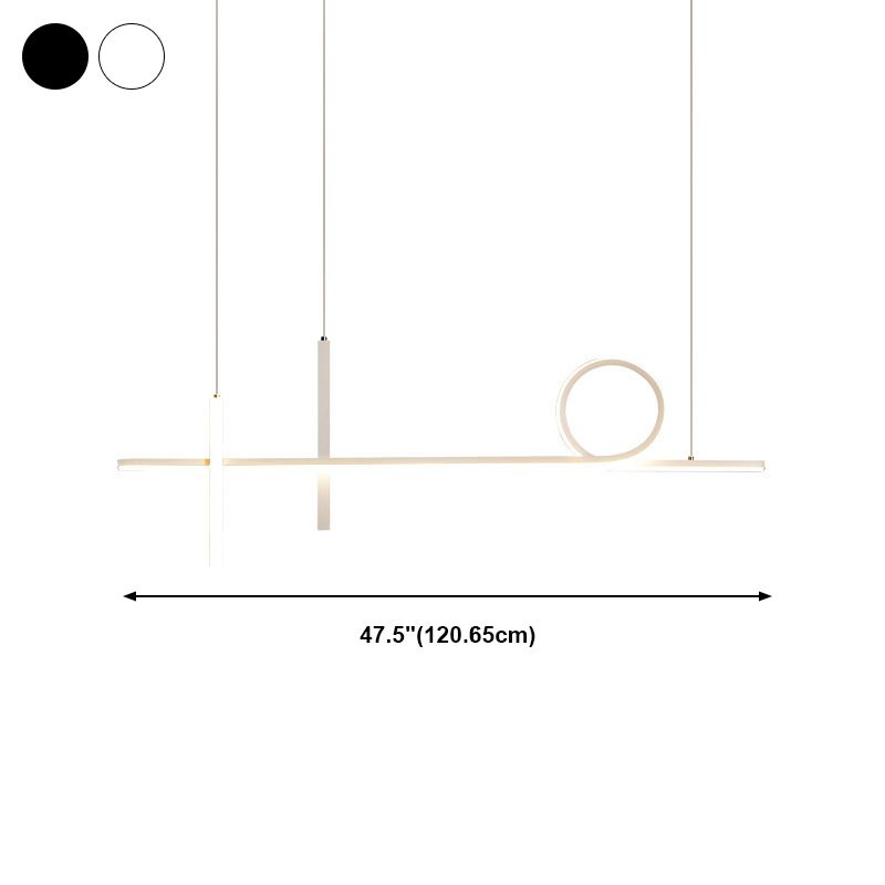 3-Light Ceiling Island Light Minimal Style Linear Shape Metal Pendant Lighting Fixtures