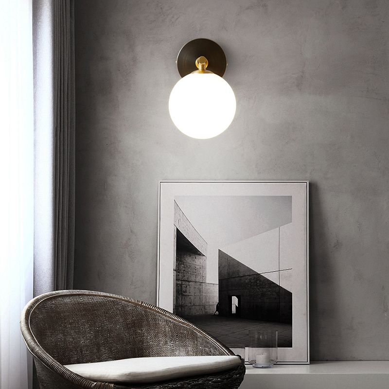 Modern Style Wall Light Ball Shade in Gold Sconces for Bedroom