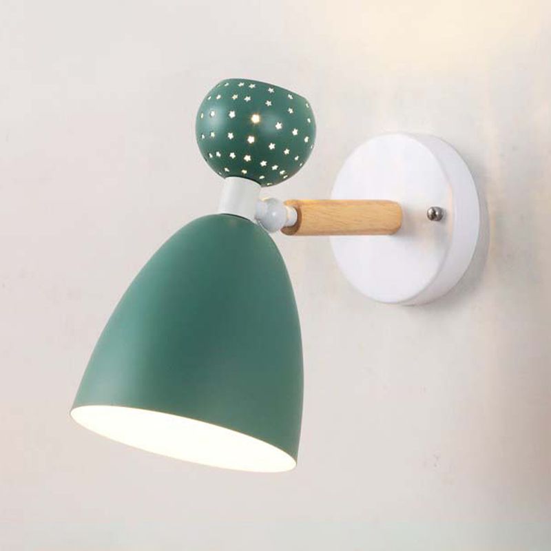 Contemporary Macaron Metal Wall Light Wood Lighting for Room Home