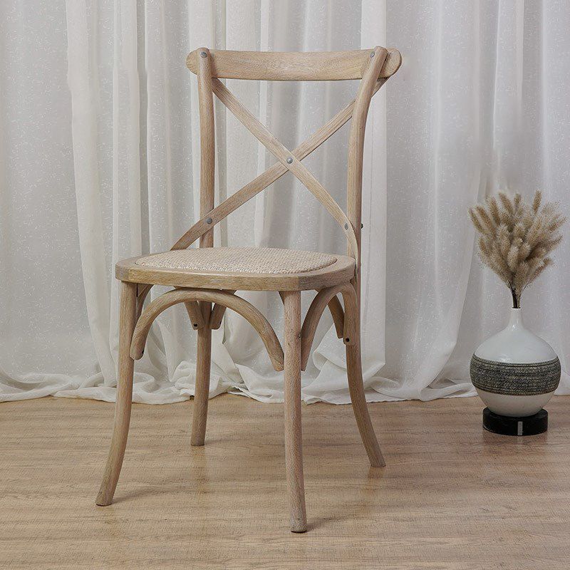 Chaises de salle à manger traditionnelles en bois massif, finition mate, chaise latérale à dossier croisé