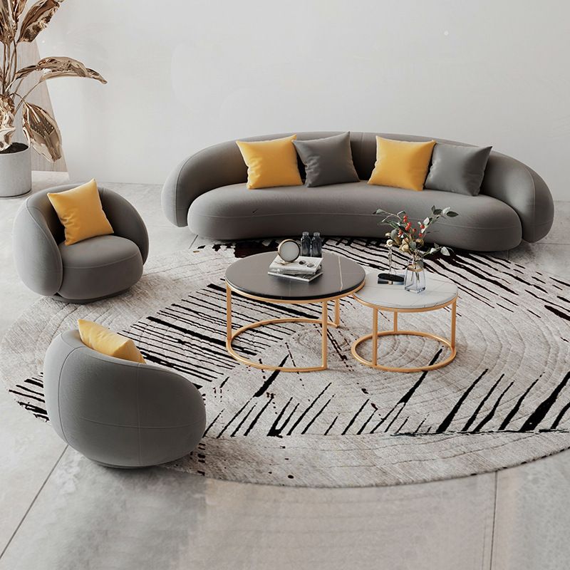 Scandinavian 24.8" H Solid Color Velvet Slope Arm Sofa For Living Room