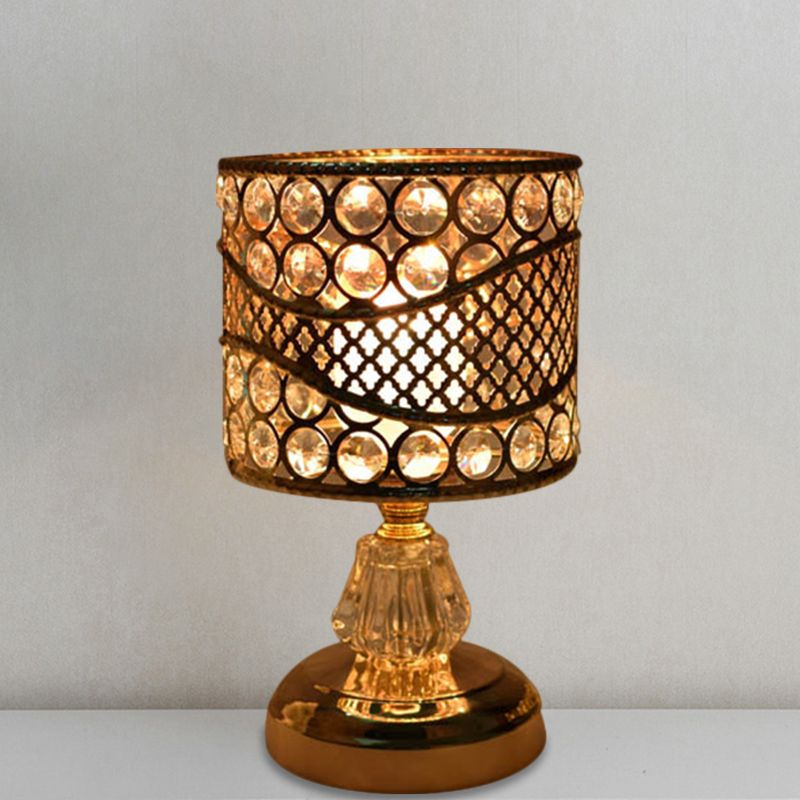Cilinder/ronde/vierkante nachtlampje modernisme kristal ingelegde enkele lamp goud nachtkastje lamp