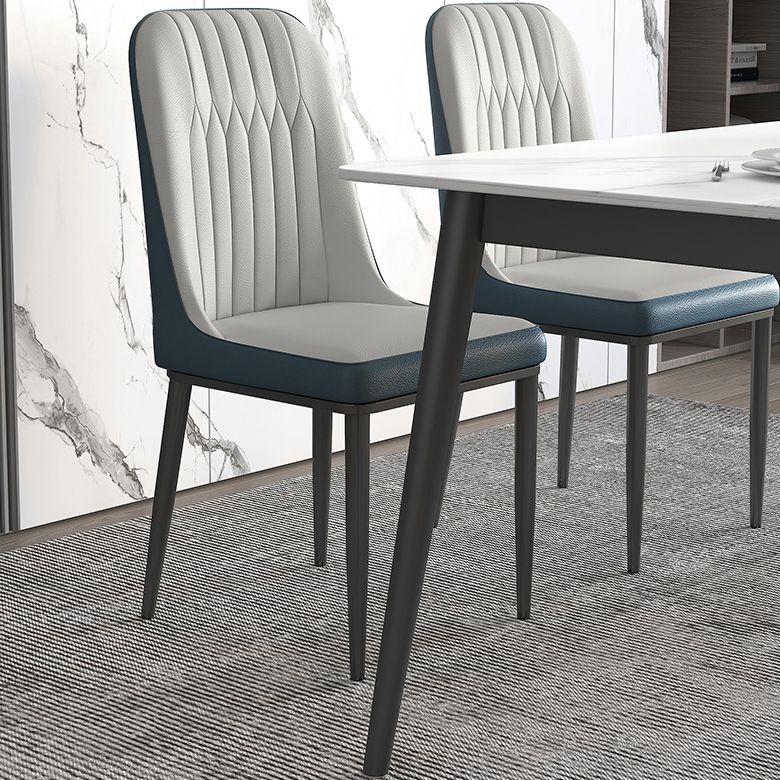 Minimalist White Standard Dining Set Sintered Stone Rectangle Dining Set with 4 Legs Base