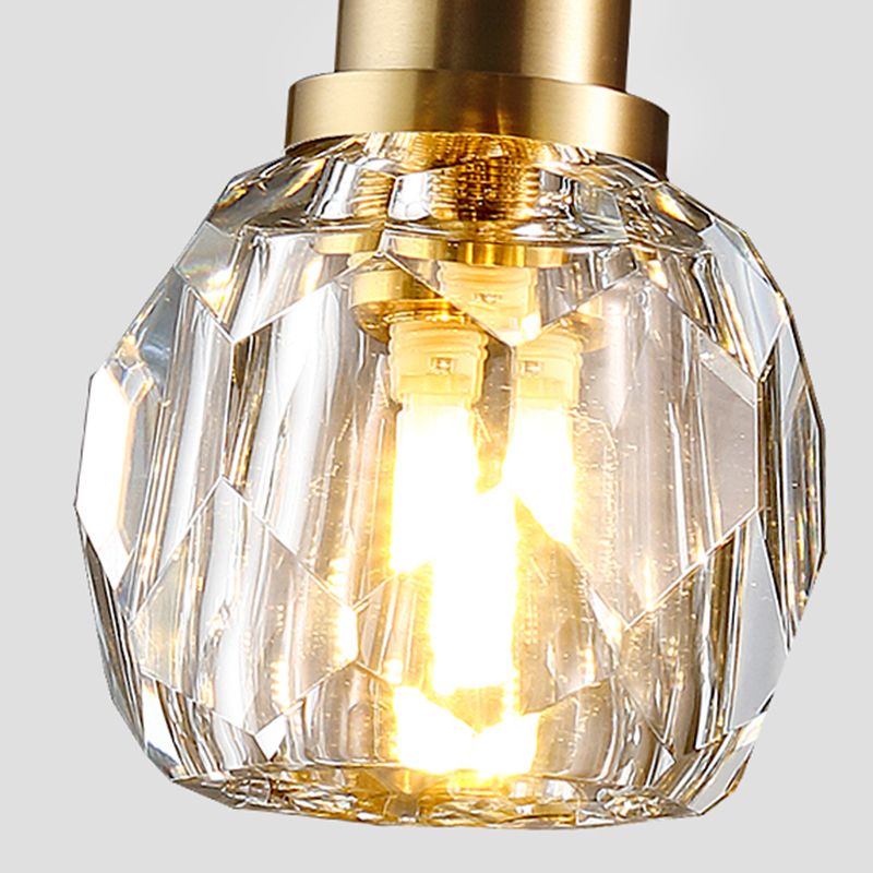 1/2 Bulbs Crystal Sconce Light in Gold Postmodern Wall Lighting Fixtures for Bedroom