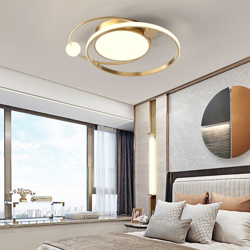 Hedendaagse Circulaire Flush Light Metal 3 Light Flush Mount Plafond Fixture voor Slaapkamer