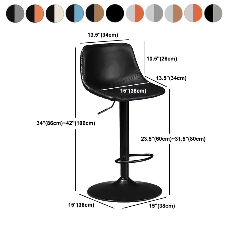 Contemporary Metal Stool Leather Upholstered Counter Stool in Matte Finish for Indoor