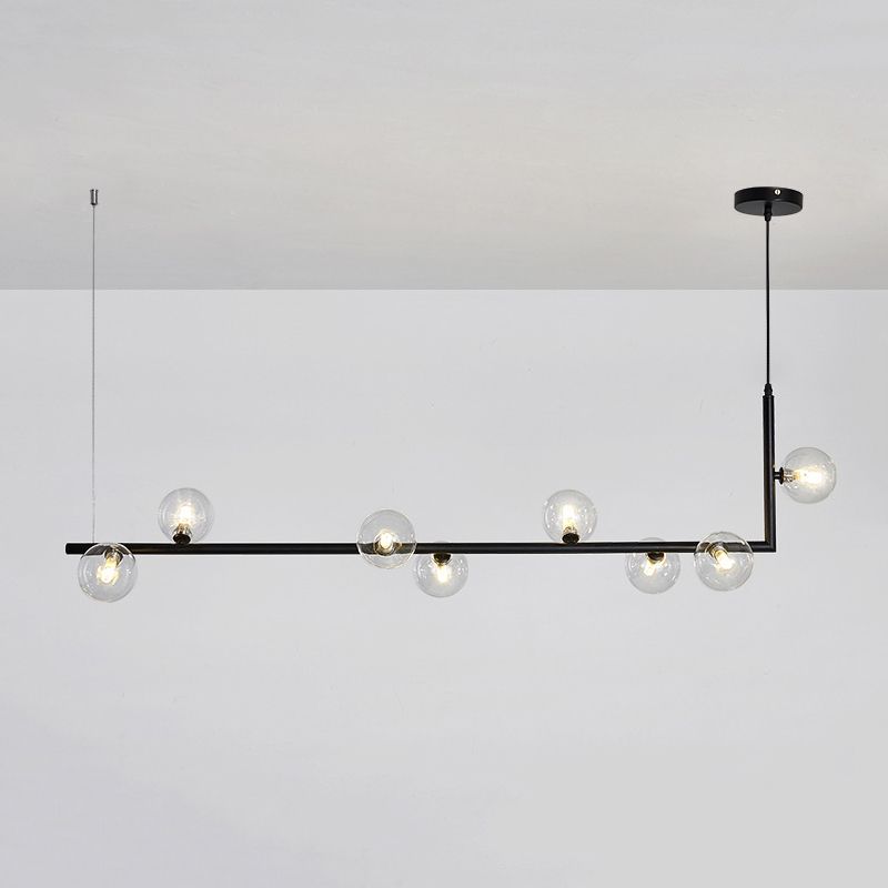 Modernism Globe Shaded Ceiling Light Black Kitchen Island Lighting for Room